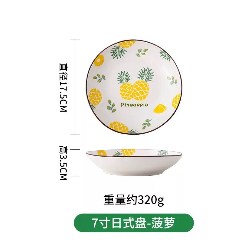 Ins Style Fruit dessiné à la main en céramique saladier assiettes ensemble bol à soupe bol de stockage vaisselle ensemble directe: G