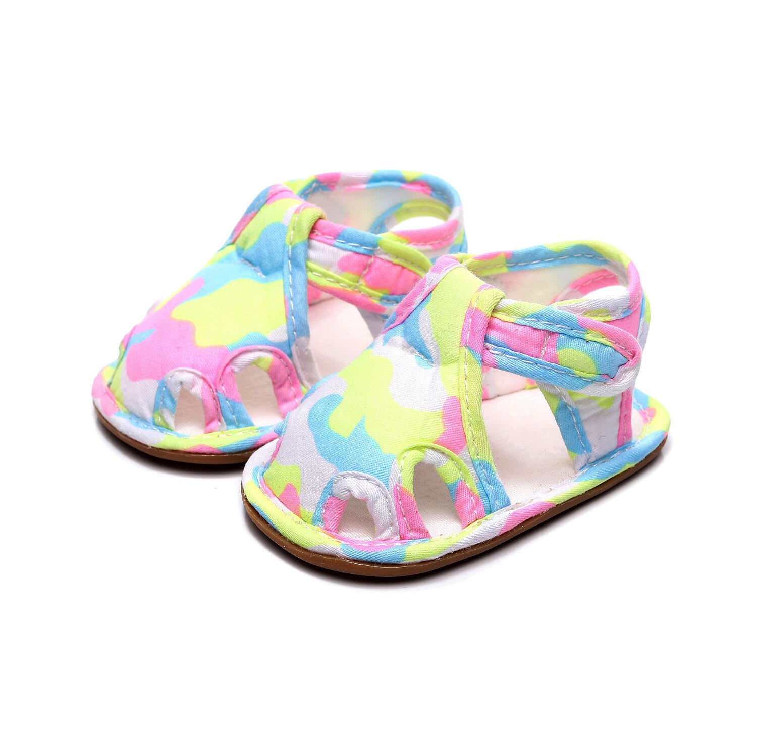 Unisex baby sommer sandaler anti-skrid gummisål camouflage prewalkers krybbe sko sneakers: Farverig / 18-24m