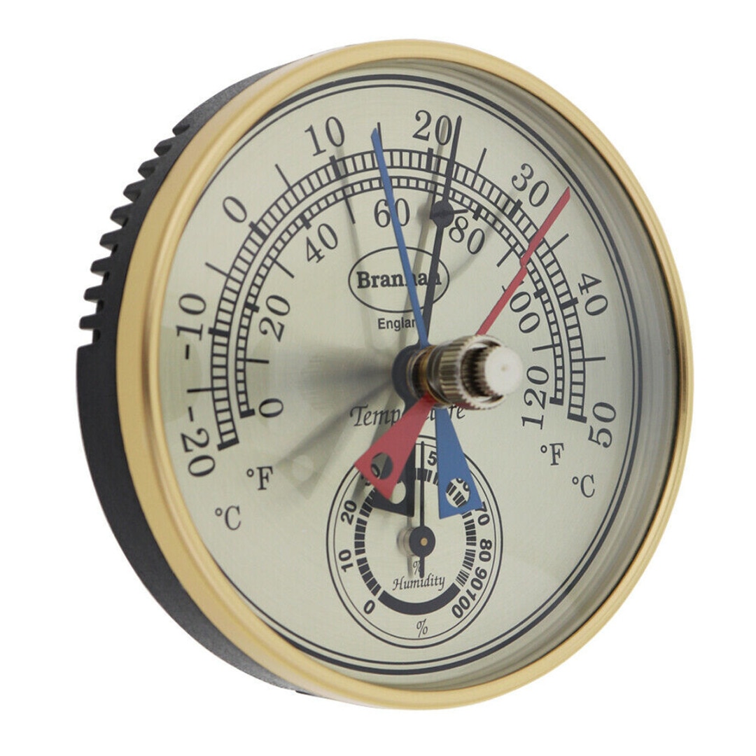 Max min vintage messing termometer multifunktionel fugtighedshygrometer meter indendørs udendørs have drivhus 12/413/3