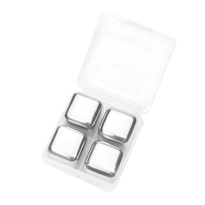 4/6/8 PCS Stainless Steel 304 Ice Cube Whisky Chilling Stones Reusable Ice Cube Wine Beer Cooler Bar Kitchen KTV Supplies: 4pcs