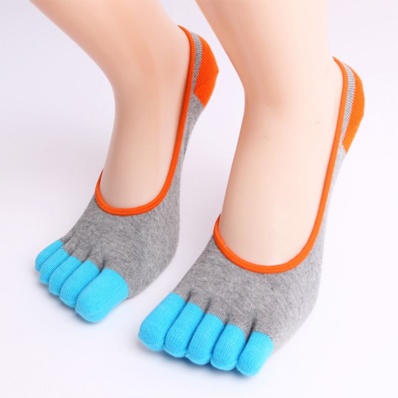 2 par sommer tynde fem-finger sportsokker herre bomuld low cut usynlige sokker mand casual fem-finger ankelstrømper: Grå
