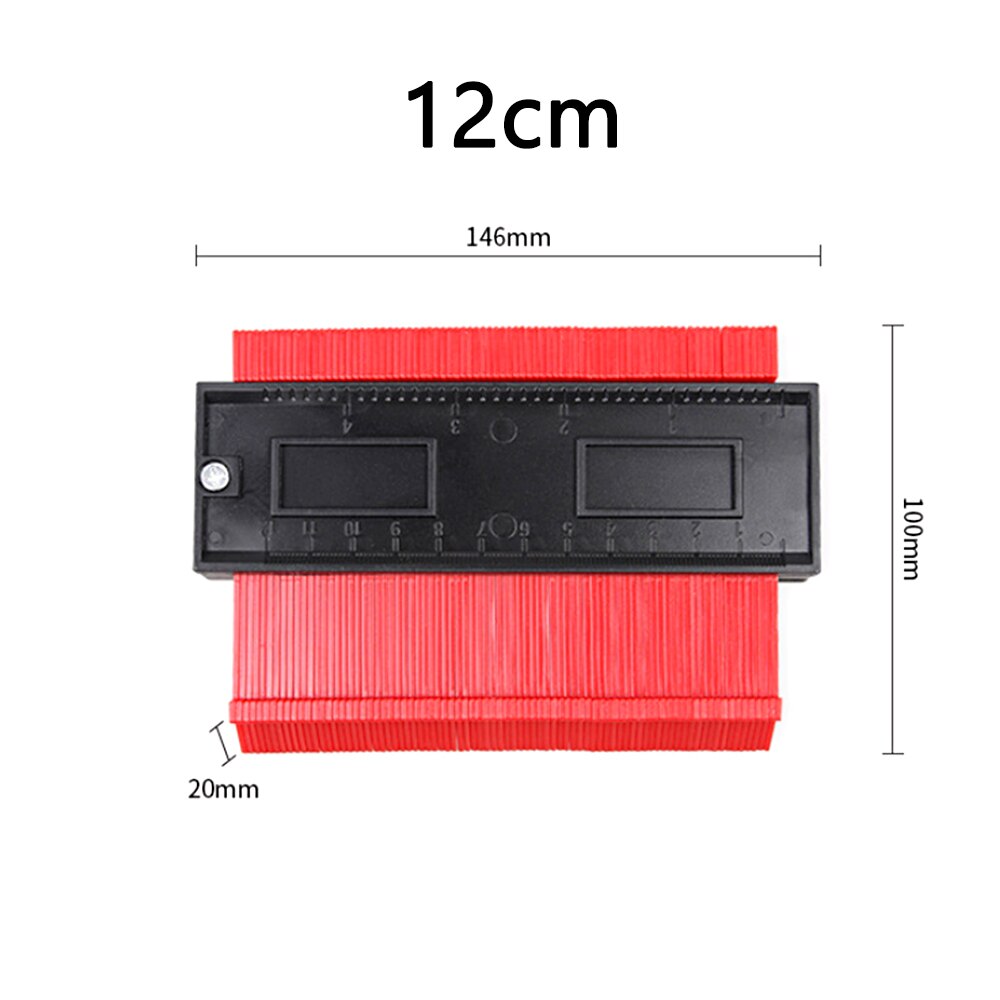 WAKYME Multi-funktion Kopie Messgerät Kontur Profil Holzbearbeitung Werkzeuge strahlend Winkel Lineal Messgeräte Meethulp Messgerät: rot 12cm