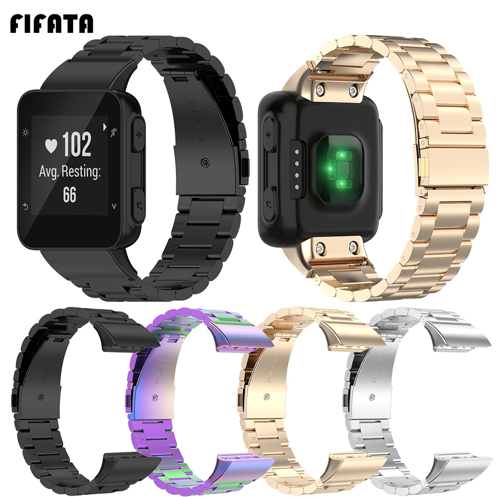 Fifata Rvs Metalen Horloge Band Voor Garmin Forerunner 35/30 Smart Horloge Vervangende Polsband Voor Garmin Forerunner 30