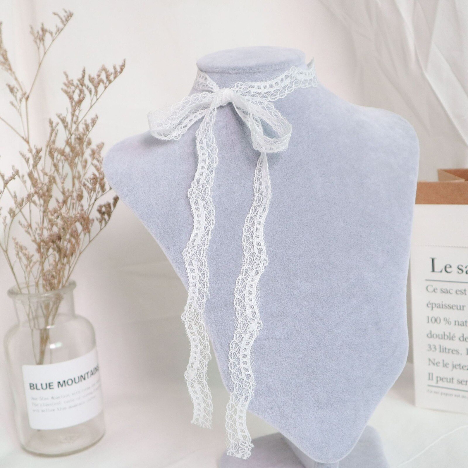 Romantic White Lace Choker Necklace Jewelry For Women Girlfriend Bride Wedding Birthday Party Jewelry Accessories 30cm long: 12-100cm