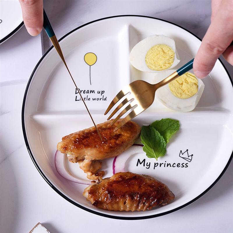 Plato de ración dividido para niños, plato de cocina para reducir la grasa, vajilla de desayuno, subplato cuantitativo para pérdida de peso, 1 ud.