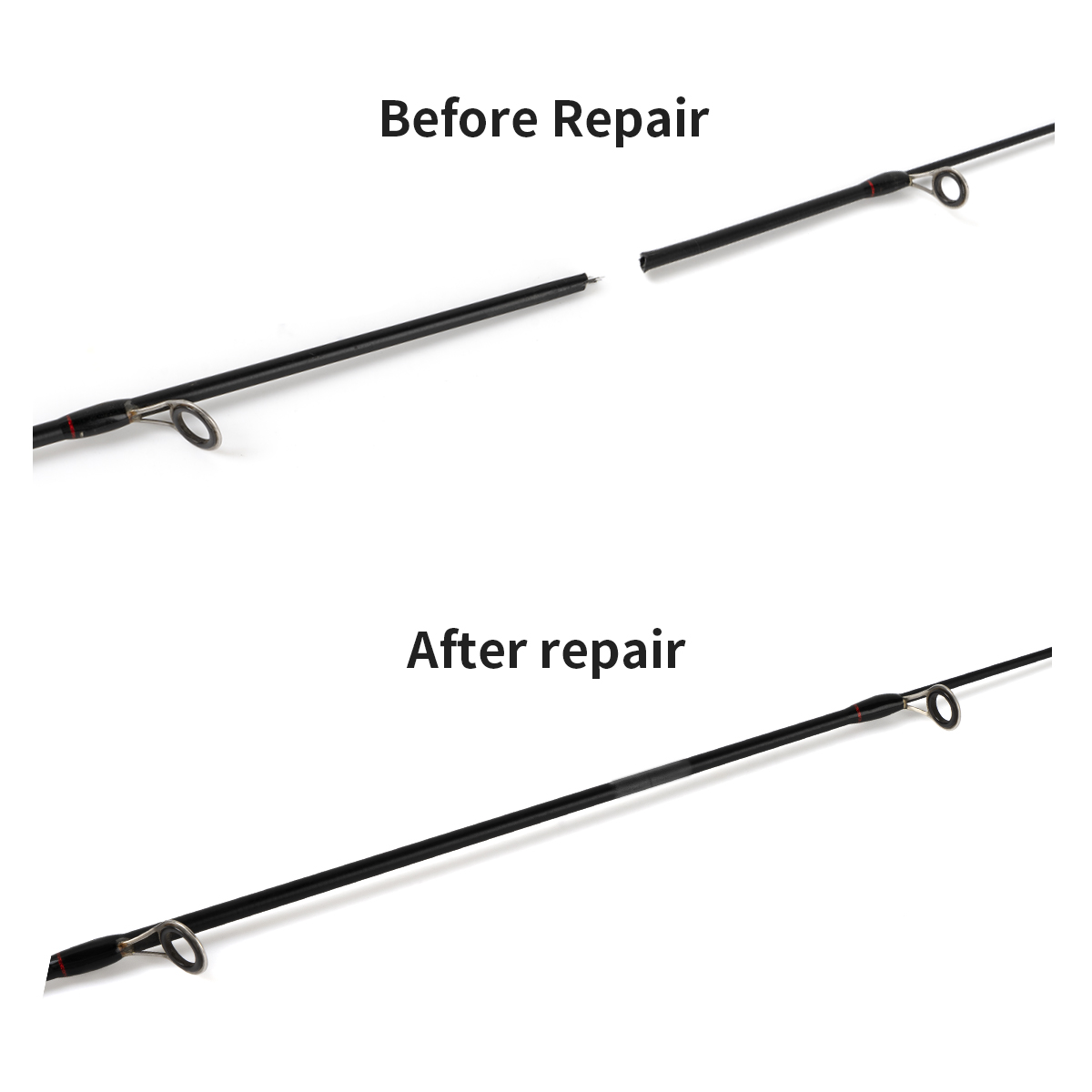 Reparasjonssett for fiskestang, karbonfiberpinner med høy styrke, for reparasjon av ødelagte fiskestang