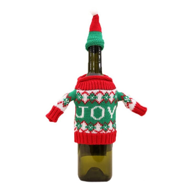 Świąteczny pokrowiec na butelkę wina sweter na butelkę wina pokrywa ozdoby na butelki świąteczne ozdoby: A