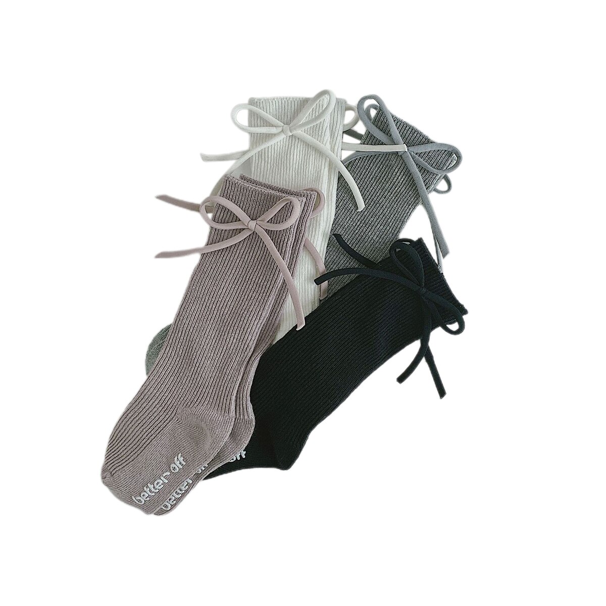 Chaussettes côtelées pour enfants bas de confort en coton Simple antidérapant pour fille avec nœud pour la décoration des robes de printemps d'automne