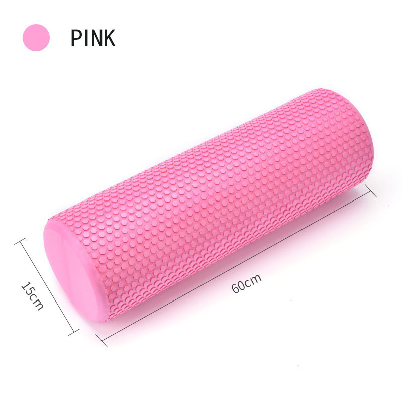 45/60/90*15 Cm Effen Yoga Kolom Blok Eva Pilates Yoga Foam Roller Fitness Training Massage Roller Stok gym Sport Tool: Pink 60cm