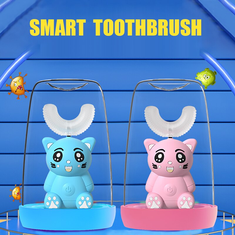 Smart U-Shaped Electric Toothbrush Kids Silicon Automatic Ultrasonic Teeth Tooth Brush Cartoon Pattern Children 360 Degrees Home