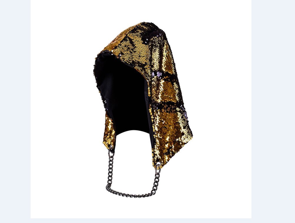 Kvinner havfrue paljetter lue hette skinnende klubbfest halloween hofte-hopp lue caps: D