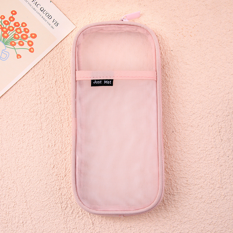 Kawaii Etui Doorzichtige Nylon Pen Etui Organizer Cartoon Potlood Doos Voor Meisjes Schattige Koreaanse Briefpapier Schoolbenodigdheden: Paars