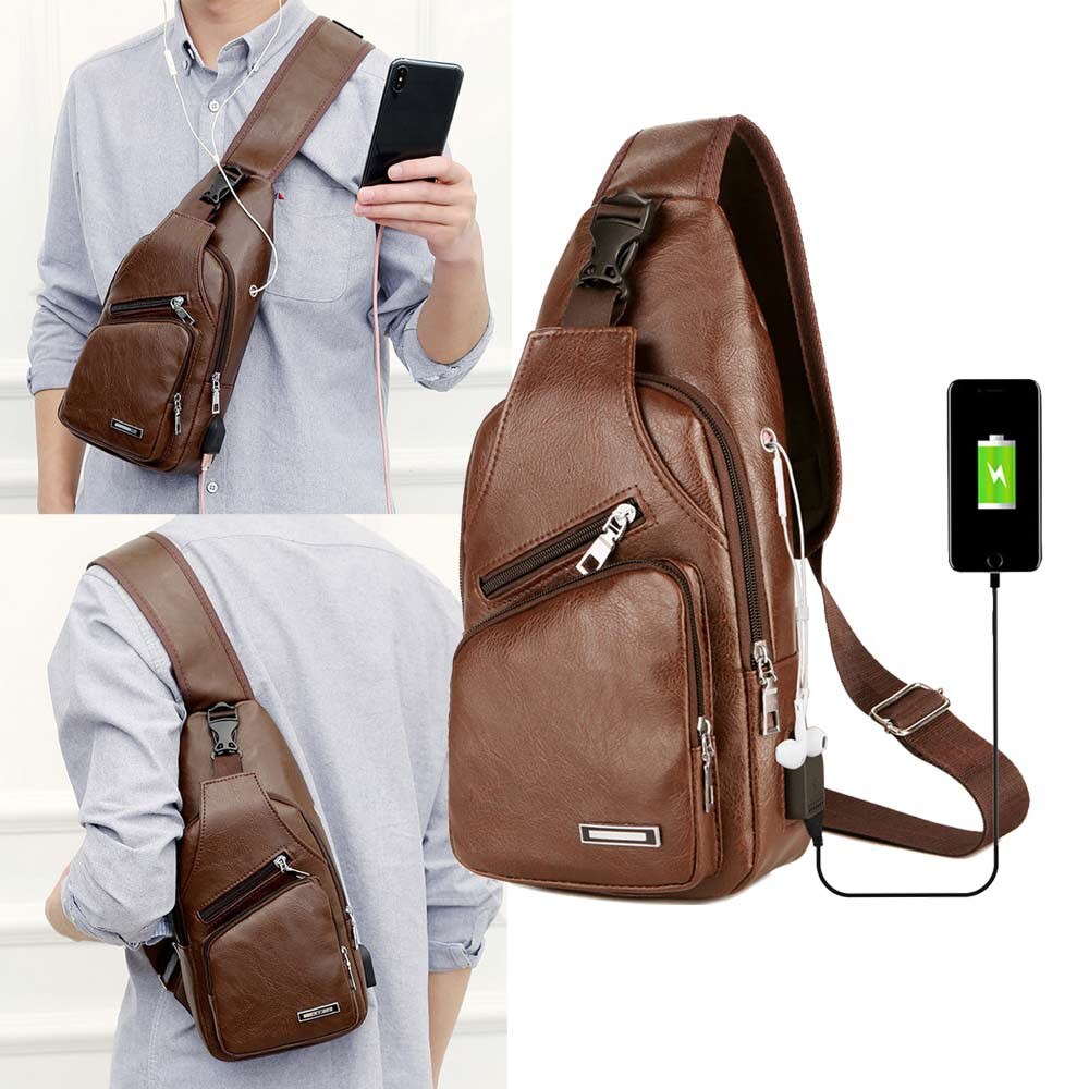 Brand Top Men Chest Bags USB Hole for Portable Charging Casual Sports Crossbody Shoulder Bag Chest Bag Bolso Mujer Sac A Main#25