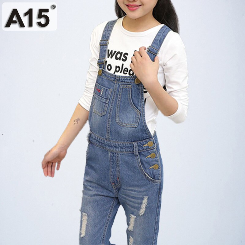 Kewing Combinaison-Pantalon en Jean à Bretelles en Jean à la Mode pour