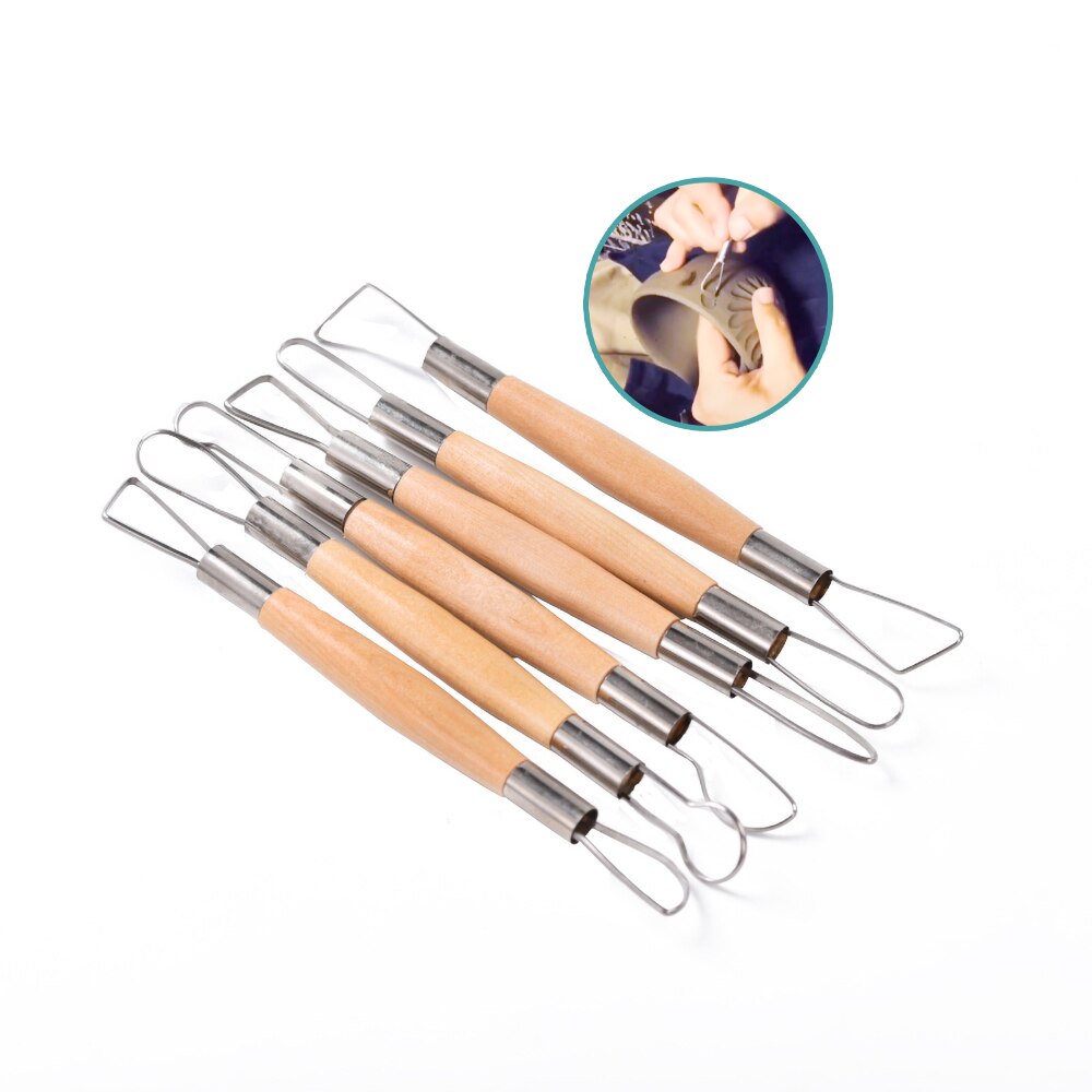 Pottery tools 6sets of double-headed flat wire knife pottery commonly used trimming knife ultra-light clay model sculpture knife