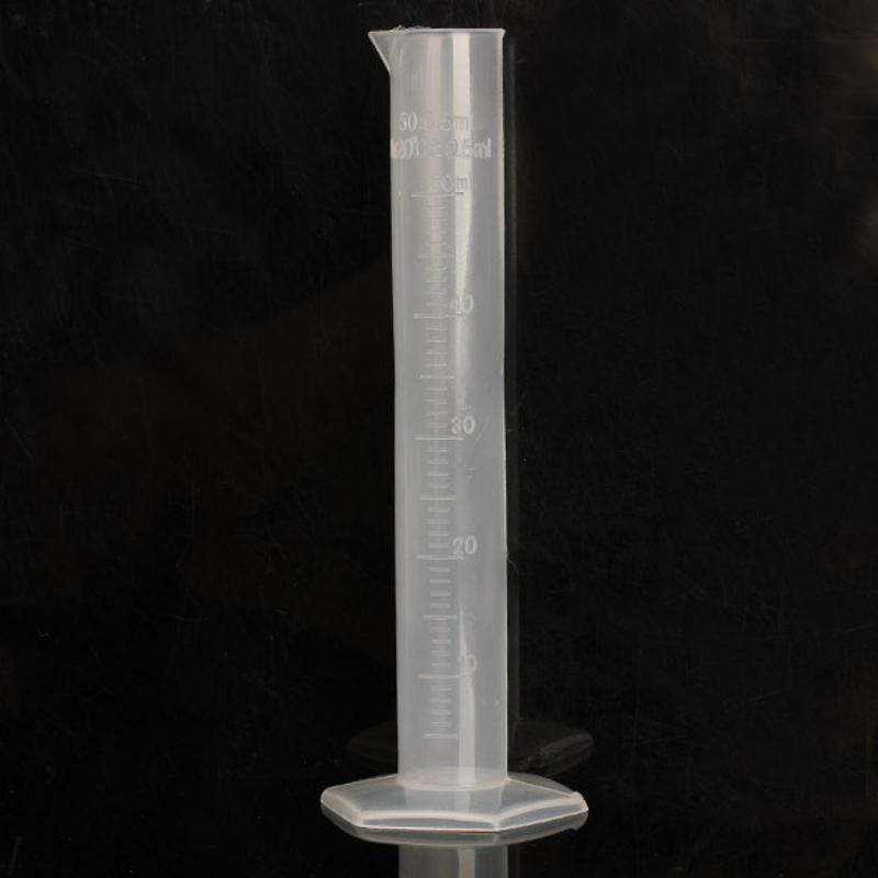 5Pcs 50ml Plastic Translucent Laboratory Cylinder Graduated Measuring Cylinder Tool for Chemistry Laboratory Test School Supply