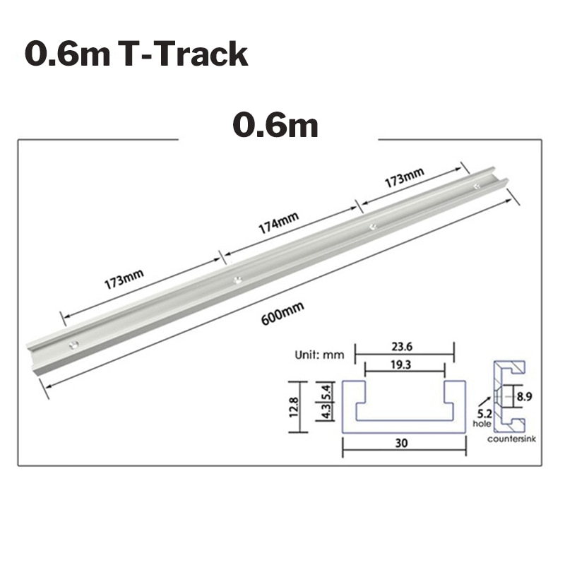 300/400/500/600MM Aluminium Alloy T-track Slot Miter Track Jig Fixture for Table Bandsaws T-track Slider Woodworking DIY Tool: 600mm