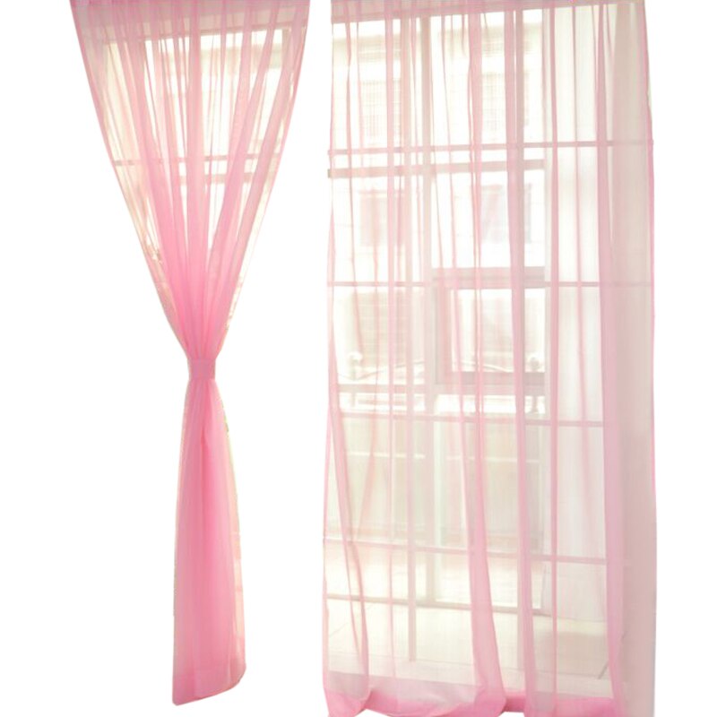 1pc ren farge bryllup glassgarn gjennomsiktig vindusskjerm ferdig gardiner hjem dekorasjon 100 x 200cm: A04