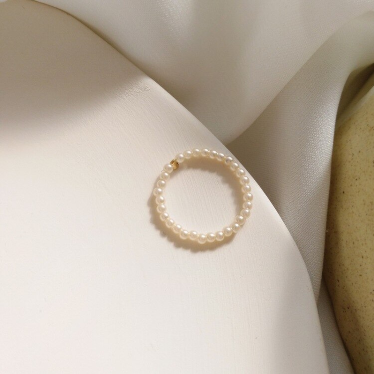 Natuurlijke Zoetwater Parel Multi-Kralen Ring Vinger Sieraden Continue Cirkel Minimalistische Ring Partij Sieraden