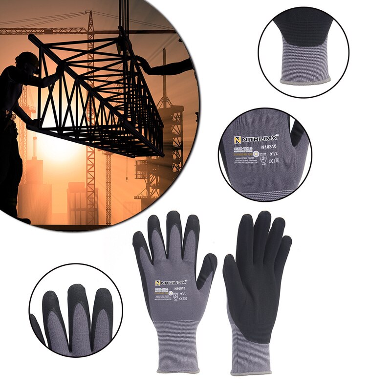 Nylon pu nitril sikkerhedsbelægning arbejdshandsker palmeovertrukne handsker mekaniker arbejdshandsker handsker arbejder