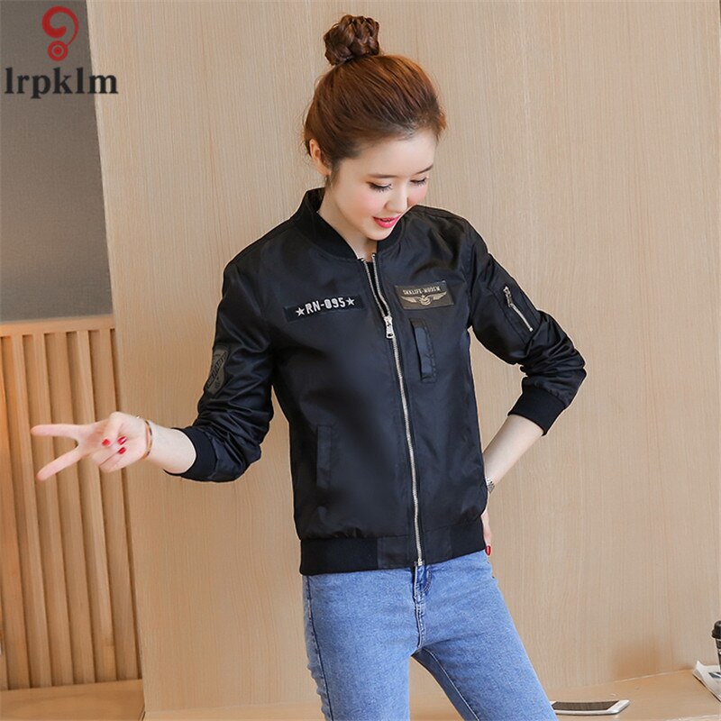 Lente Vrouwen Zwart En Legergroen Mode Korte Toevallige Jas Vrouwelijke Losse Lange Mouwen Baseball Jacket Coat LZ191