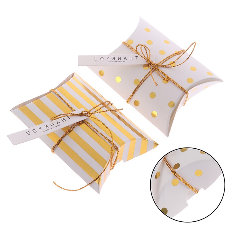 Caja de almohada Kraft en forma de almohada, caja de dulces o joyas de papel artesanal, Cajas de de recuerdo para boda Pie, bolsas de ecológicas, 10 Uds.