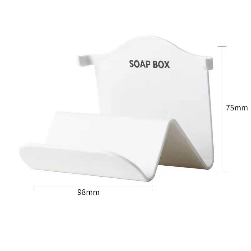 Porte-savon mural auto-adhésif, boîte de rangement de savon mural, plateau de téléphone, support de rangement de douche de salle de bains: White