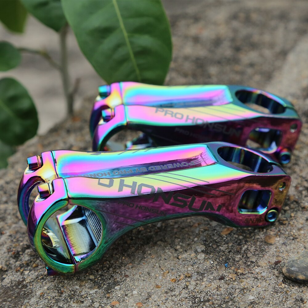HONSUN 70-90MM Rainbow MTB Bike Stem 31.8*28.6MM Road Bicycle Stem Aluminum Alloy CNC XC MTB AM Bicycle Handlebar Stem Bike Part