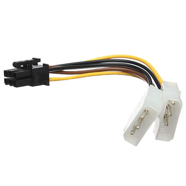 FFYY-A Dual 4-Pin Molex IDE to 6 Pin PCI-E Graphic Card Power Connector Cable Adapter