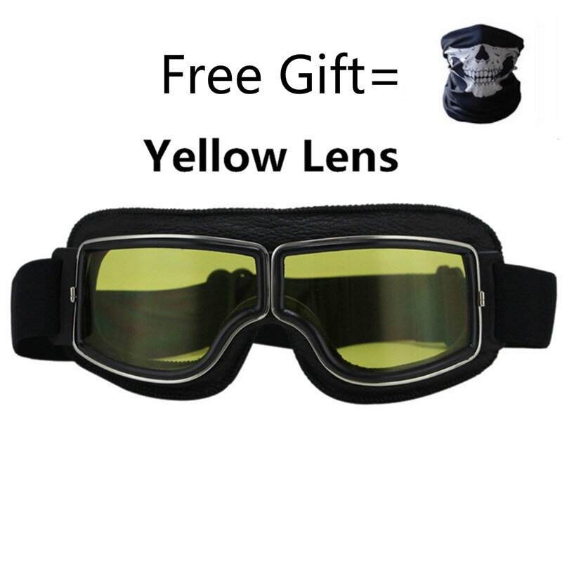 Gafas de piel sintética para motocicleta, lentes ajustables de color para esquiar, nieve, hombre y mujer: yellow
