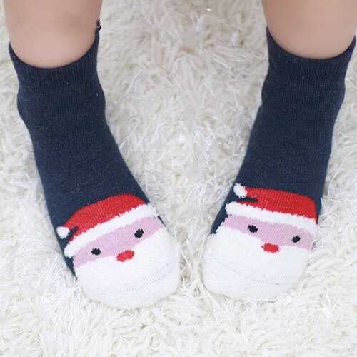 Christmas Winter Socks Non-slip Warm Kids Cotton Socks Coral Fleece Toddler Infant Baby Boys Girls Xmas for Kids 0-4T