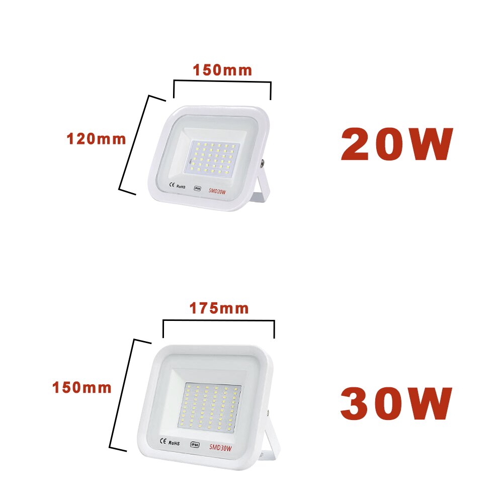 AC220V LED FloodLight 20W 30W 50W 100W Ip66 Waterproof Outdoor LED Flood Lights Spotlight Warm White For Billboard Stadium Park