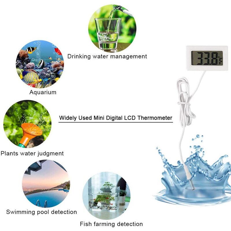 Mini Digital LCD Temperature Sensor Humidity Meter Thermometer Hygrometer Gauge Waterproof Fish Tank Temperature Measuring Tool