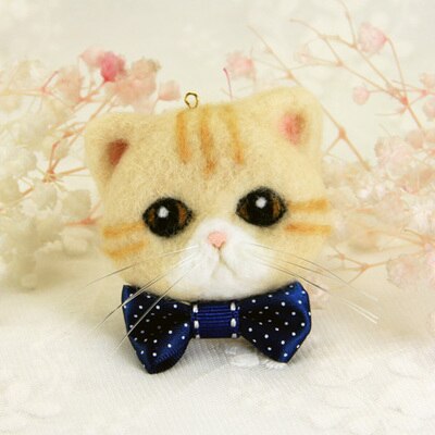 Muñeca de imitación de caricatura de la cabeza del gato, muñeco de lana de fieltro hecho a mano, materiales de fabricación de , herramientas suaves, no se decolora, exquisita y encantadora: 3