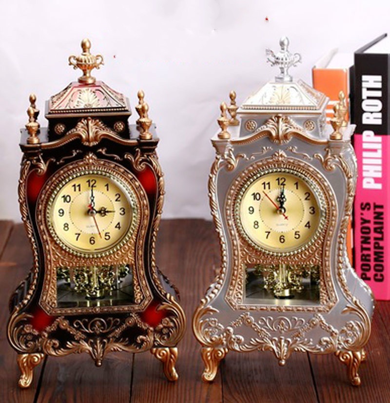 Vintage Desk Alarm Clocks Classical Royalty Living Room TV Cabinet Desk Imperial Furnishing Sit Pendulum Retro Clock