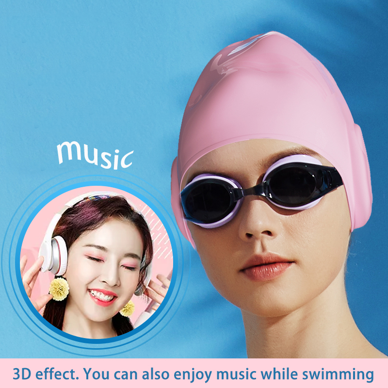 Kinderen Zomer Duurzaam Siliconen Badmuts Met 3D Gehoorbescherming Badmuts Voor Mannen Vrouwen Badmuts Voor Korte Lange haar