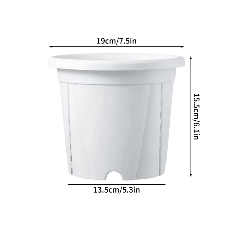 Plastic Green Plant Flower Pot Thickened Resin Gallon Pot Balcony Planting Flower Pot Root Control Breathable Seedling Planters: WHITE