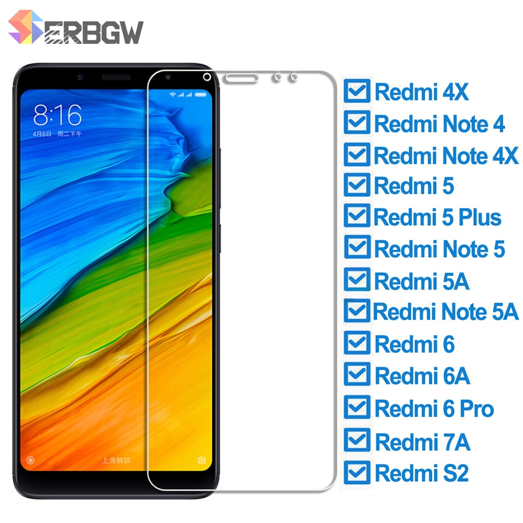 Protección de vidrio para Xiaomi Redmi 5 Plus 5A 4X 6 6A 7A S2 templado pantalla cristal Protector en la Redmi Note 4 4X 5 5A Pro película