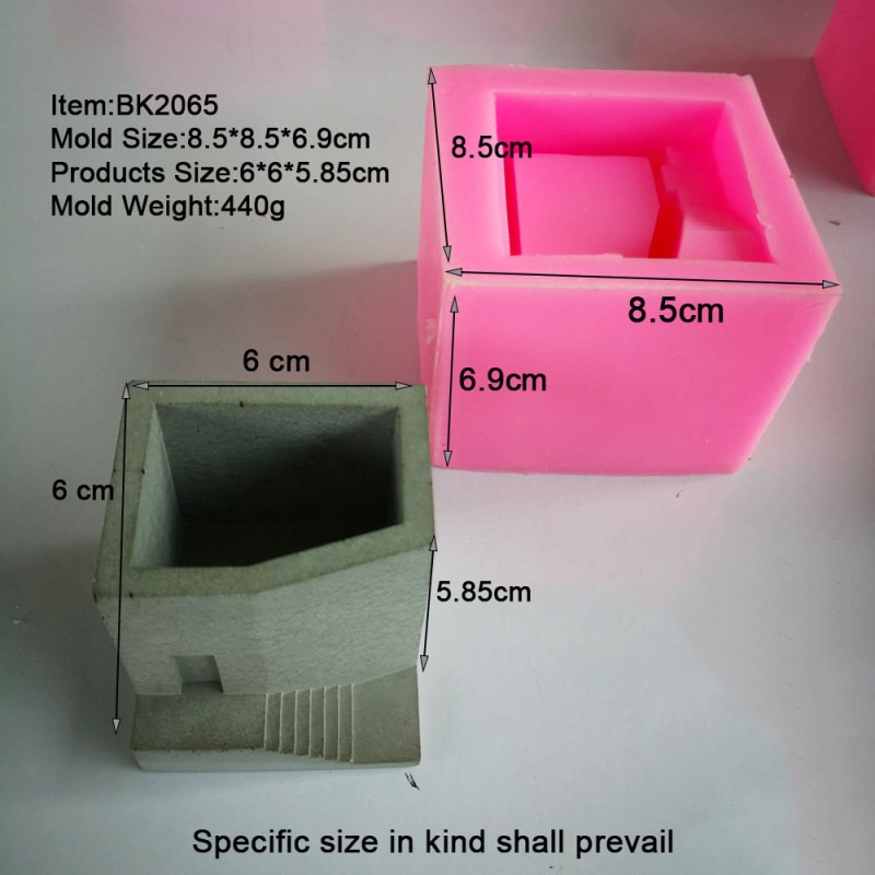 Small House With Stairs Succulents Planter Pot Mold Concrete Plaster Flower Pot Silicone Mould Clay Craft Casting