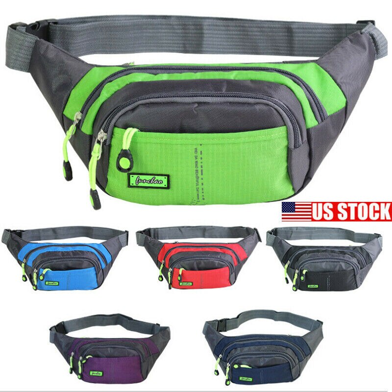 Waterproof Running Belt Bum Waist Pouch Sport Camping Hiking Zip Fanny Pack Bag