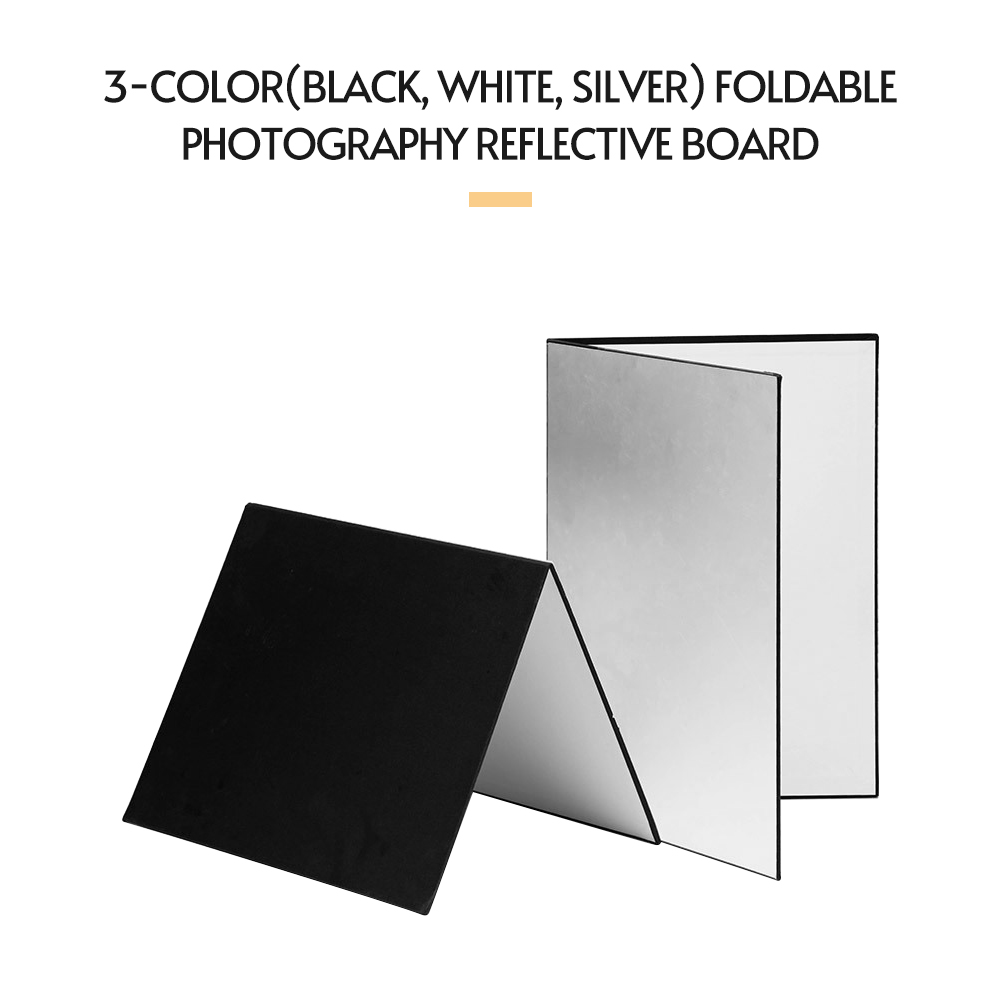 A4 størrelse dobbeltsidet fortykket fotografi pap pap sort hvid sølv foldereflektor reflekterende plade til kamera