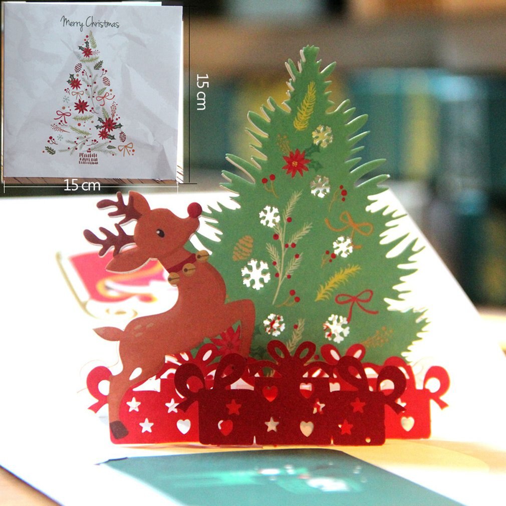 3D Christmas Tree Greeting Card Birthday Card Festival Blessing Card Paper Card Decor Supplies
