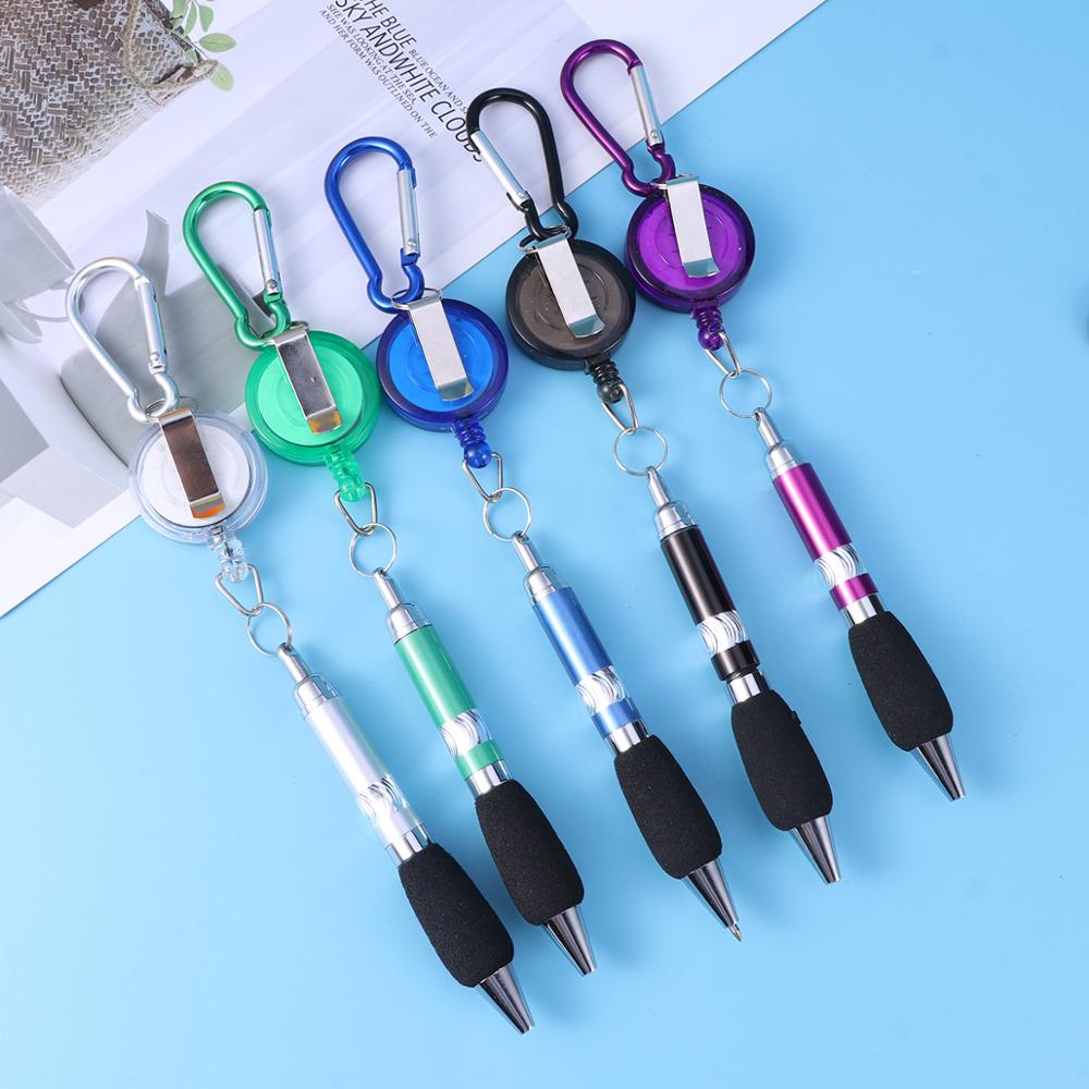 10 Pcs Intrekbare Badge Reel Pen Met Riem Clip En Karabijnhaak (Willekeurige Kleur)