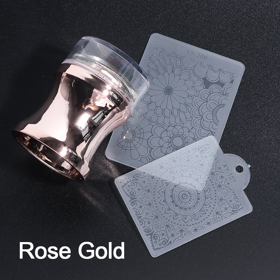 Tampons pour ongles en Silicone transparent, 3 pièces de transfert de vernis, kit de pochoir imprimé pour Nail Art, accessoires de manucure, NT1033: Rose Gold