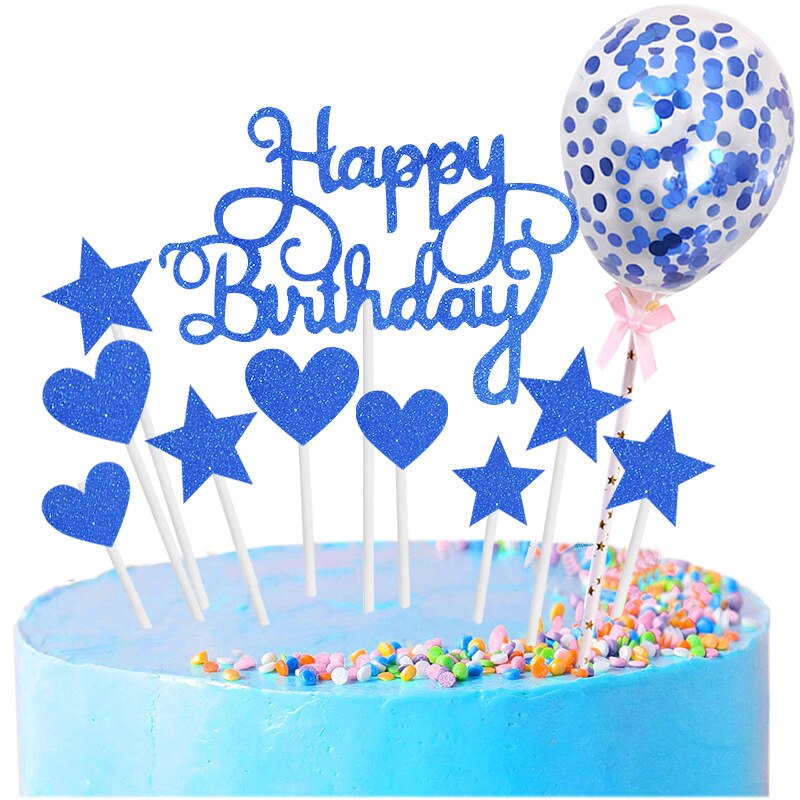 Décoration de gâteau d'anniversaire, ballons confettis, drapeau, décor de fête d'anniversaire pour enfants, garçon ou fille, fête prénatale, mariage: Royal Blue Package