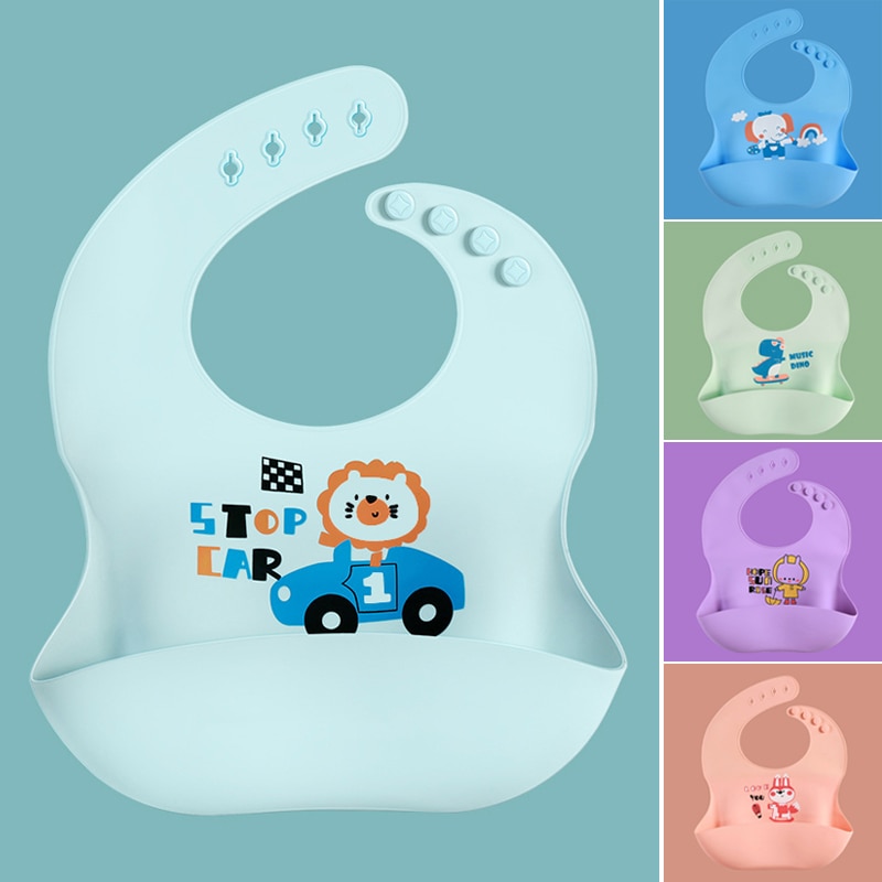 Desenhos animados impresso babadores do bebê silicone macio à prova dwaterproof água crianças menino menina arroto pano crianças avental da criança do bebê alimentação material