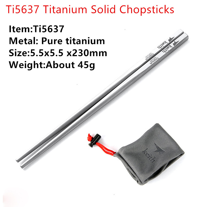 Keith Camping Tableware Pure Titanium Chopsticks Bacteriostatic Non-toxic Flatware Outdoor Hiking Picnic Backpack Cutlery: green