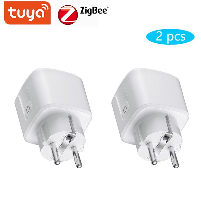 Tuya ZigBee 3.0 Smart Power Plug 16A Wireless App Voice Remote Control Socket Energy Monitor Outlet Works with Alexa Google Home: Zigbee 2PCS