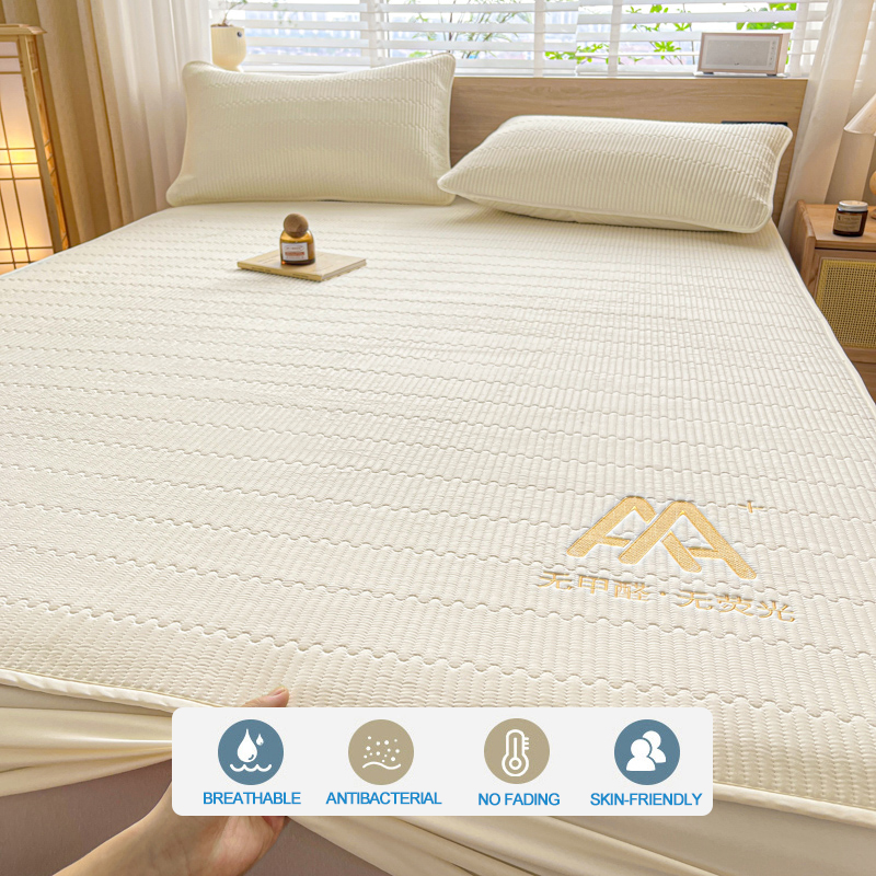 Premium åndbart madrasbetræk luksus madrasbeskytter allergivenlig lydløs senglagen, enkelt dobbelt familiestørrelse
