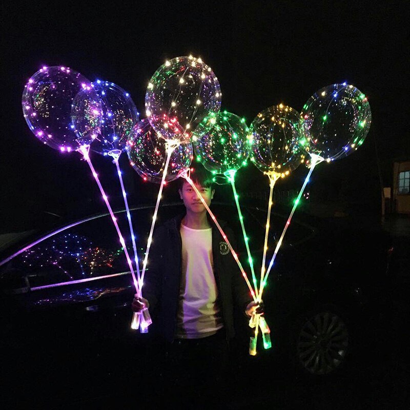 20 tums handtag led ballong lysande genomskinlig helium bobo ballonger bröllop födelsedagsfest dekorationer barn led ljus ballong